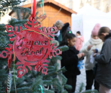 Les élèves des écoles publiques de Flers décorent les sapins du marché de Noël