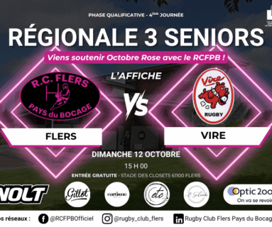 Rugby : Flers - Vire / Soutenez Octobre Rose avec le RCFPB